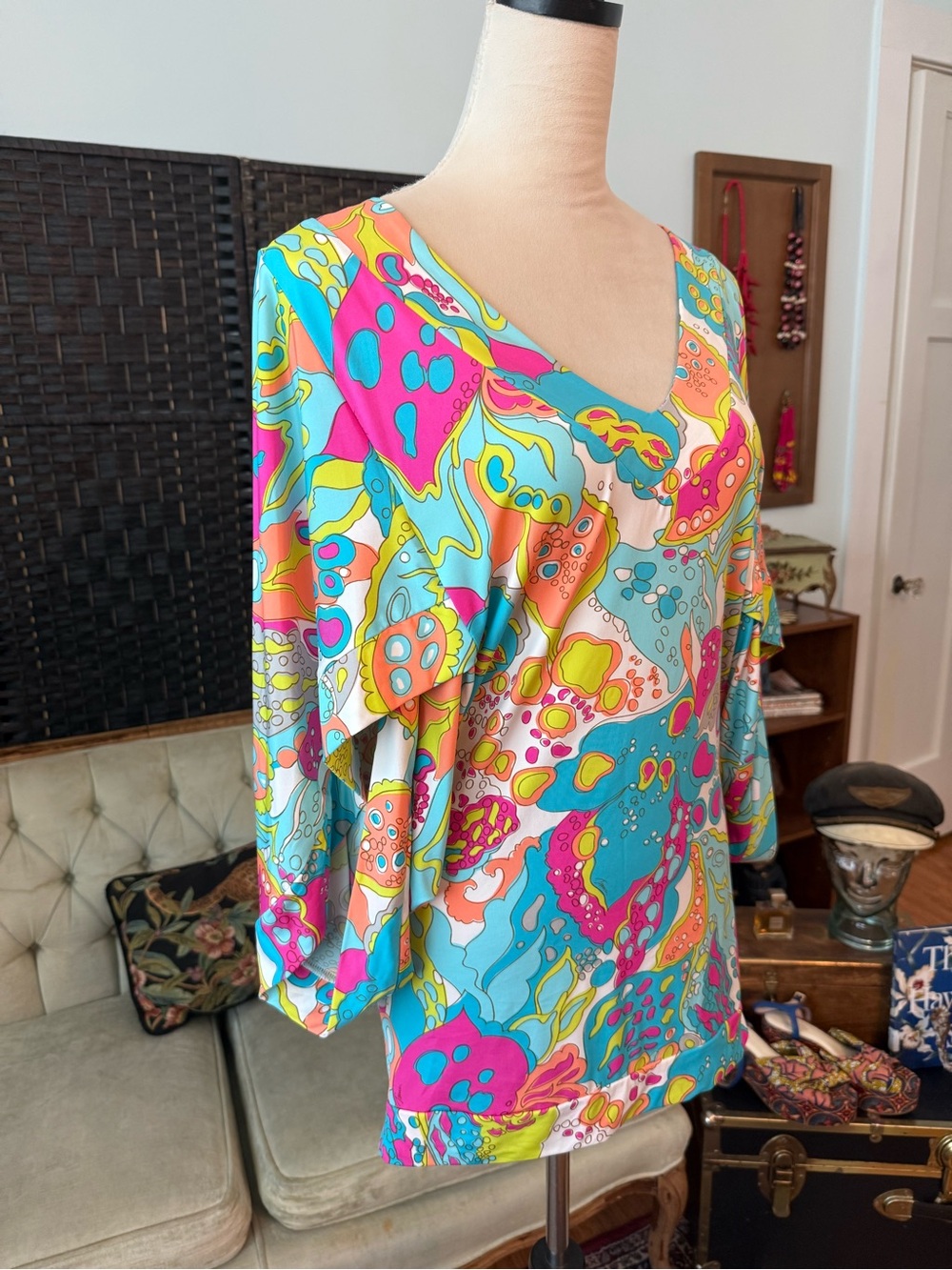 🌴🩷 Trina Turk Tangiers Tunic Cover-Up Swim Spa Resort Top - Picture 3 of 8